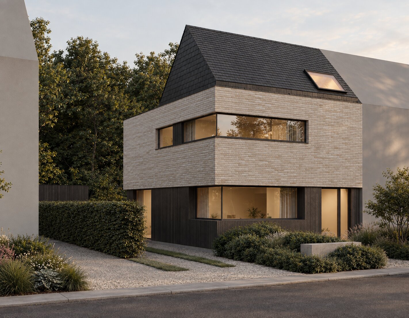 Halfopen eengezinswoning, voorgevel