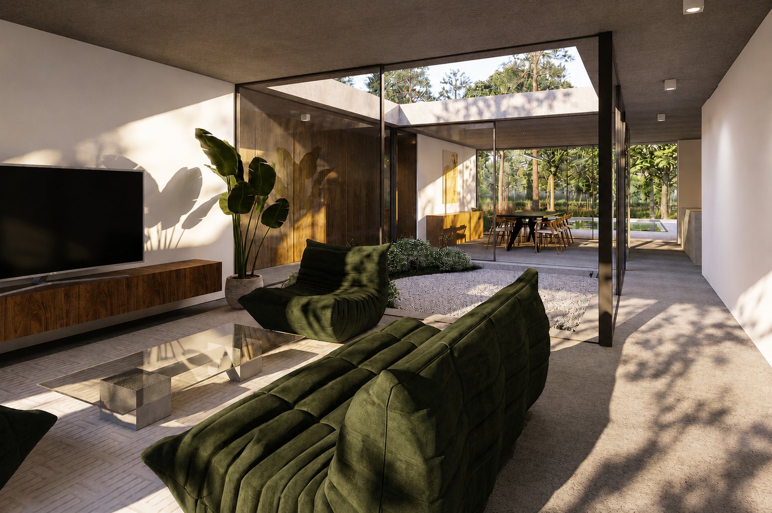 Patiowoning — leefruimte met zicht op patio