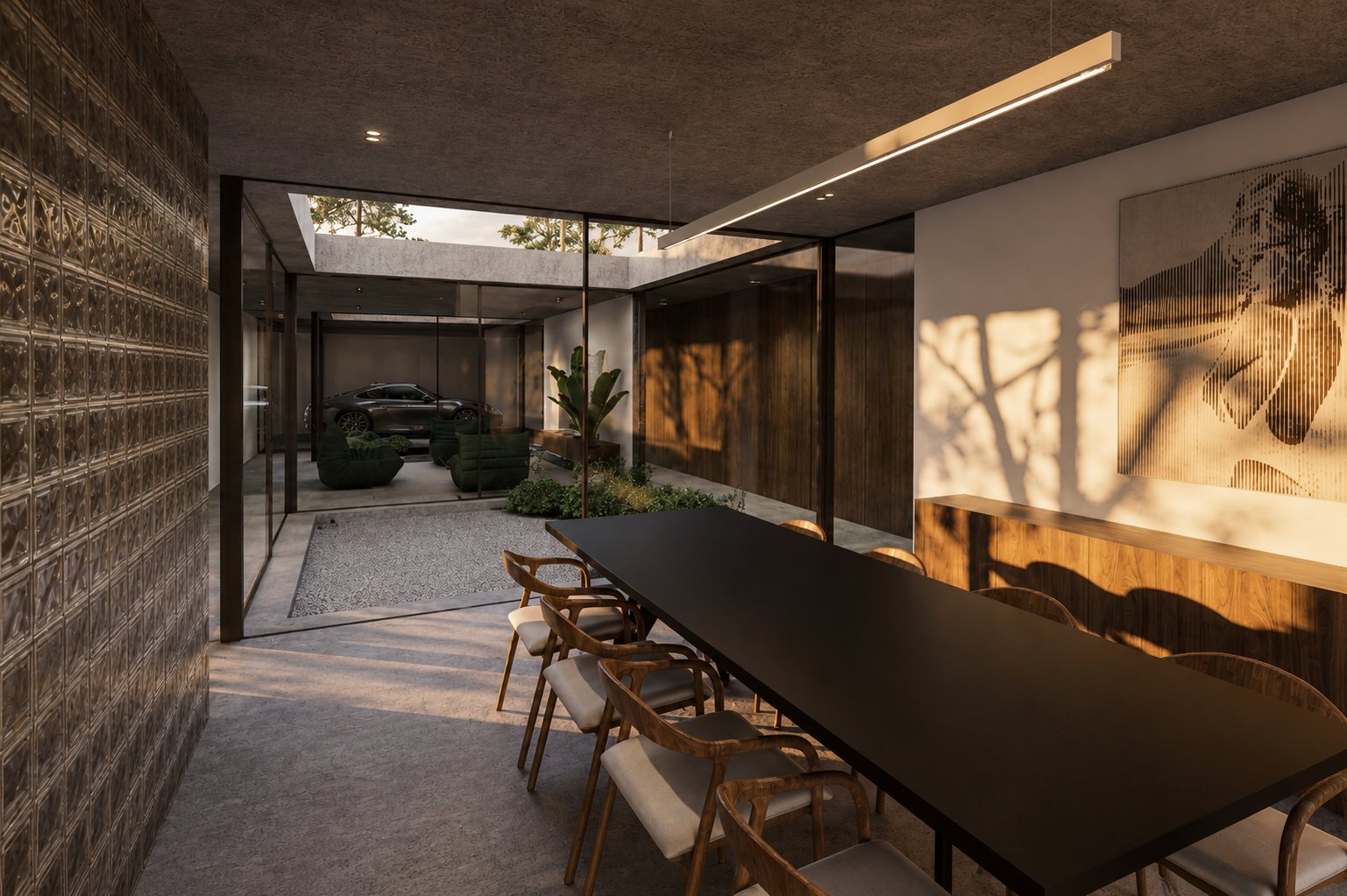 Patiowoning — eetplaats en gang